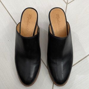 Madewell Black Leather Slip-On Mule Slides